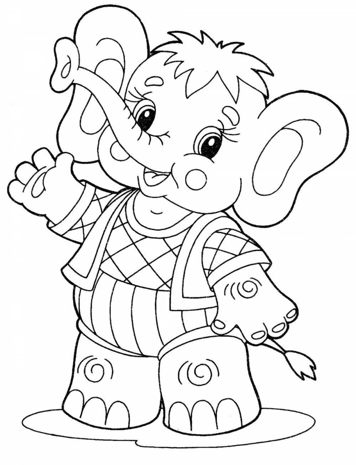 Веселая раскраска слона для детей