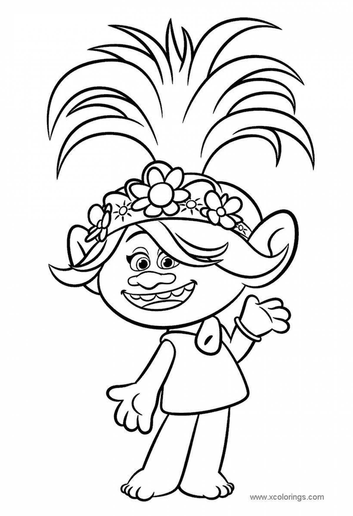 Radiant coloring page trolls world tour
