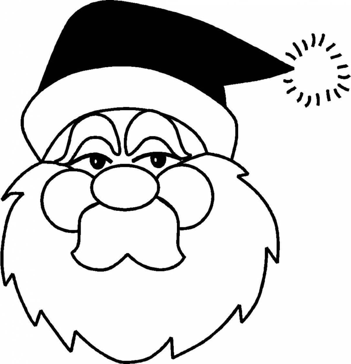 Coloring the face of a cheerful santa claus