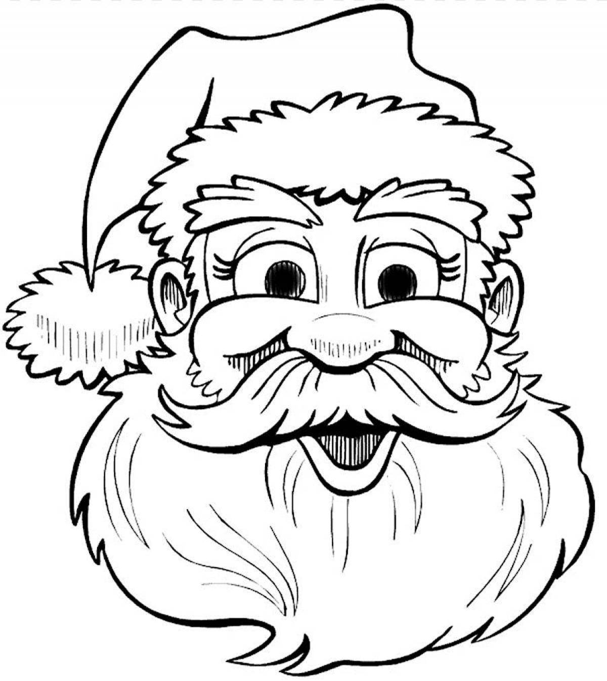 Holiday santa face coloring page