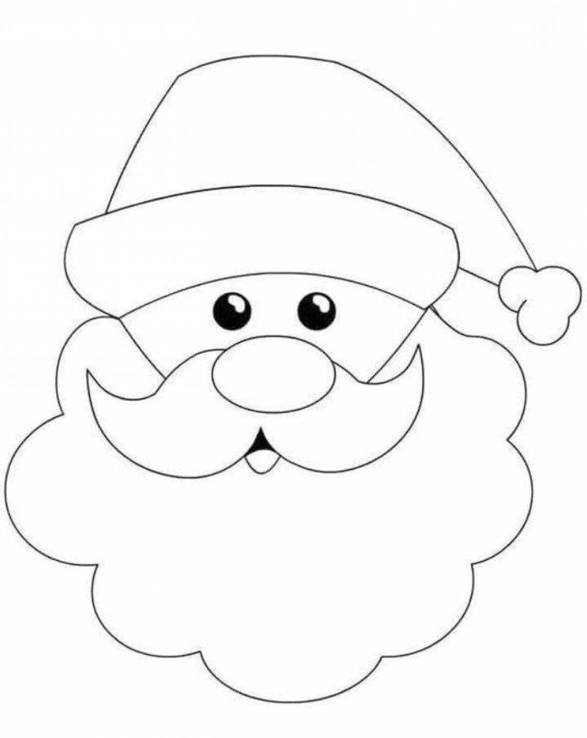 раскраска Лицо Санта счастлив со своей шляпе и длинной белой бородой