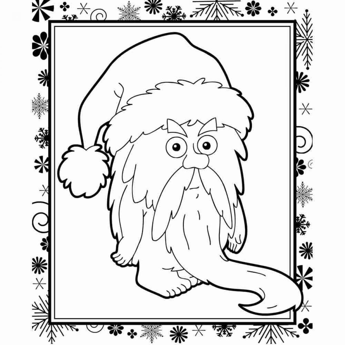 Coloring page wild face of santa claus