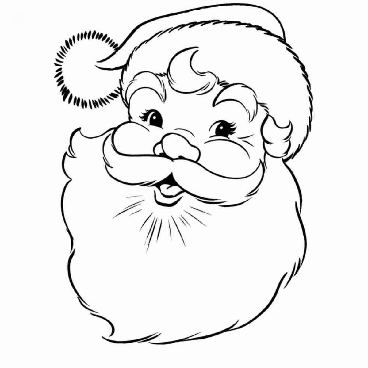 Humorous santa face coloring page