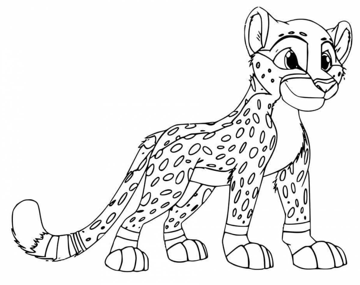 Joyful leopard coloring for kids