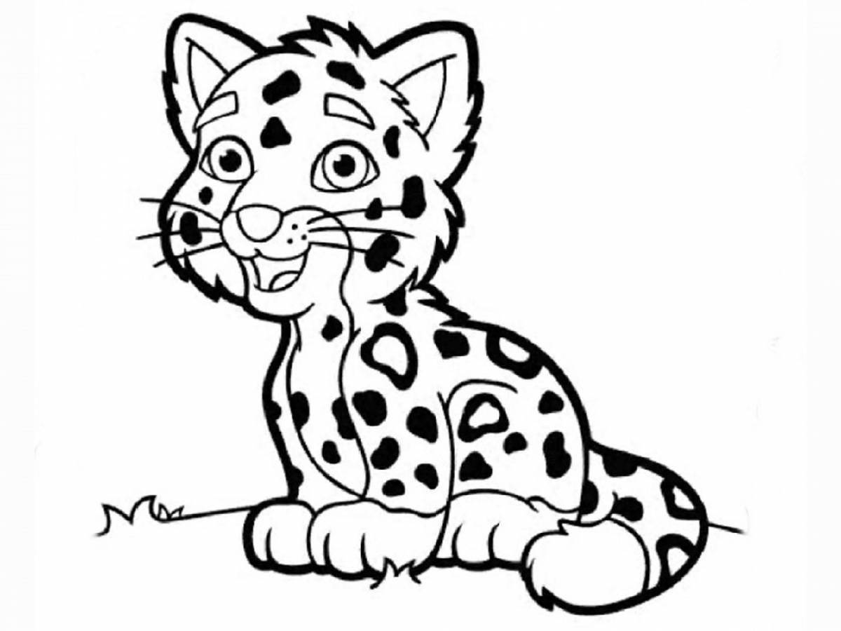 Adorable leopard coloring book for kids