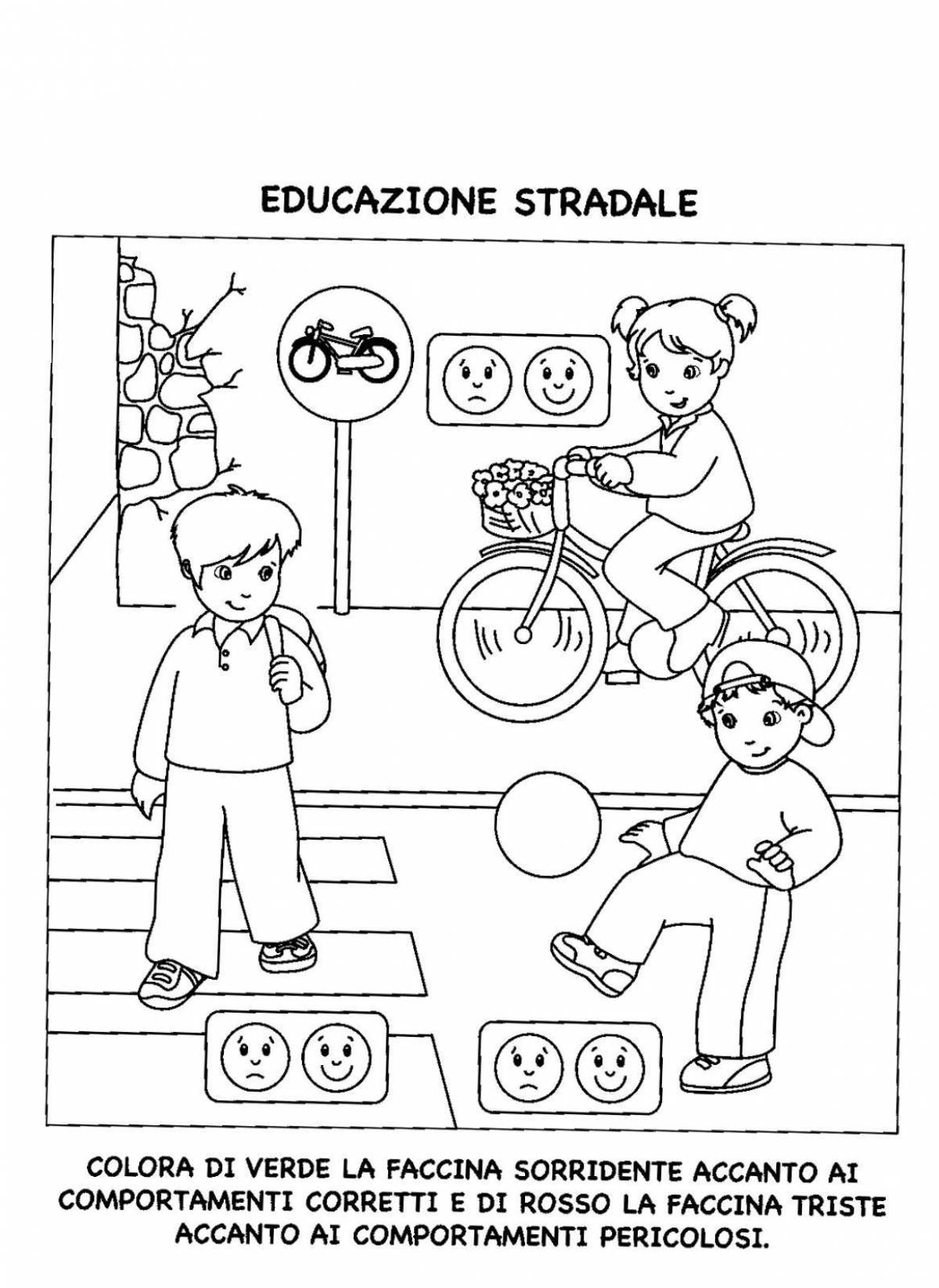 Stimulating rules of the road coloring pages for preschoolers