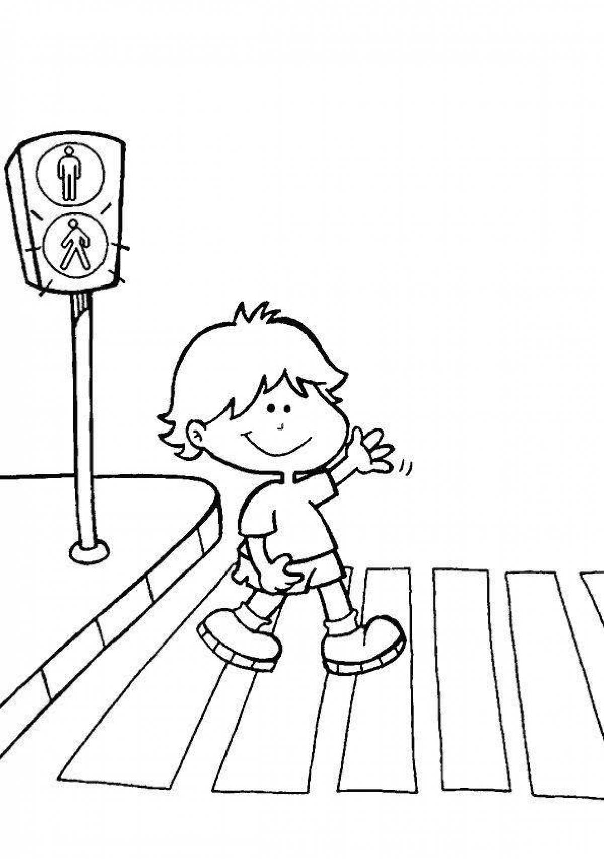 Educational coloring book traffic rules for preschoolers