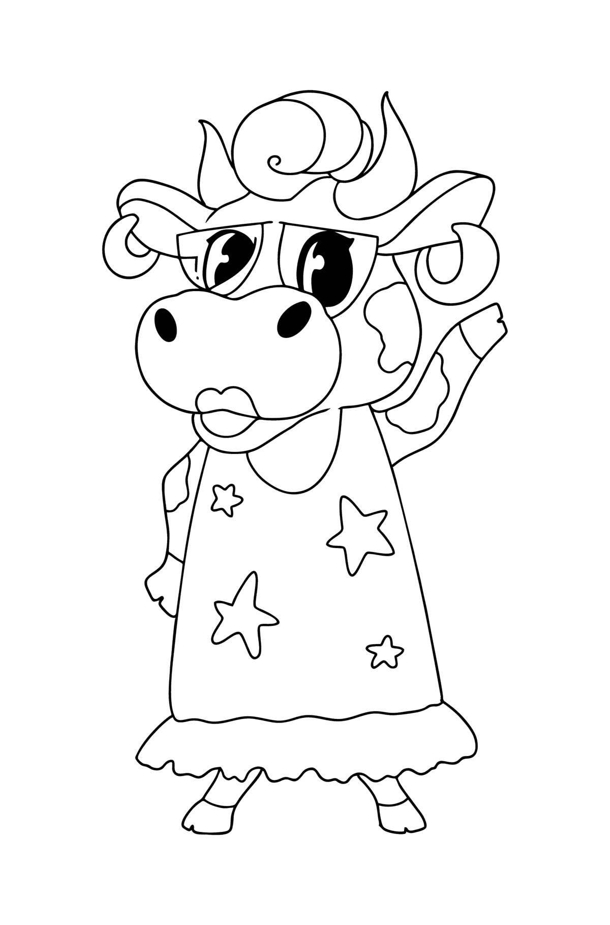 Раскраска «милая корова» для детей 3-4 лет