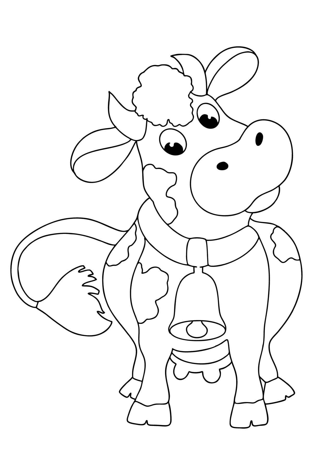 Bright cow coloring book for 3-4 year olds