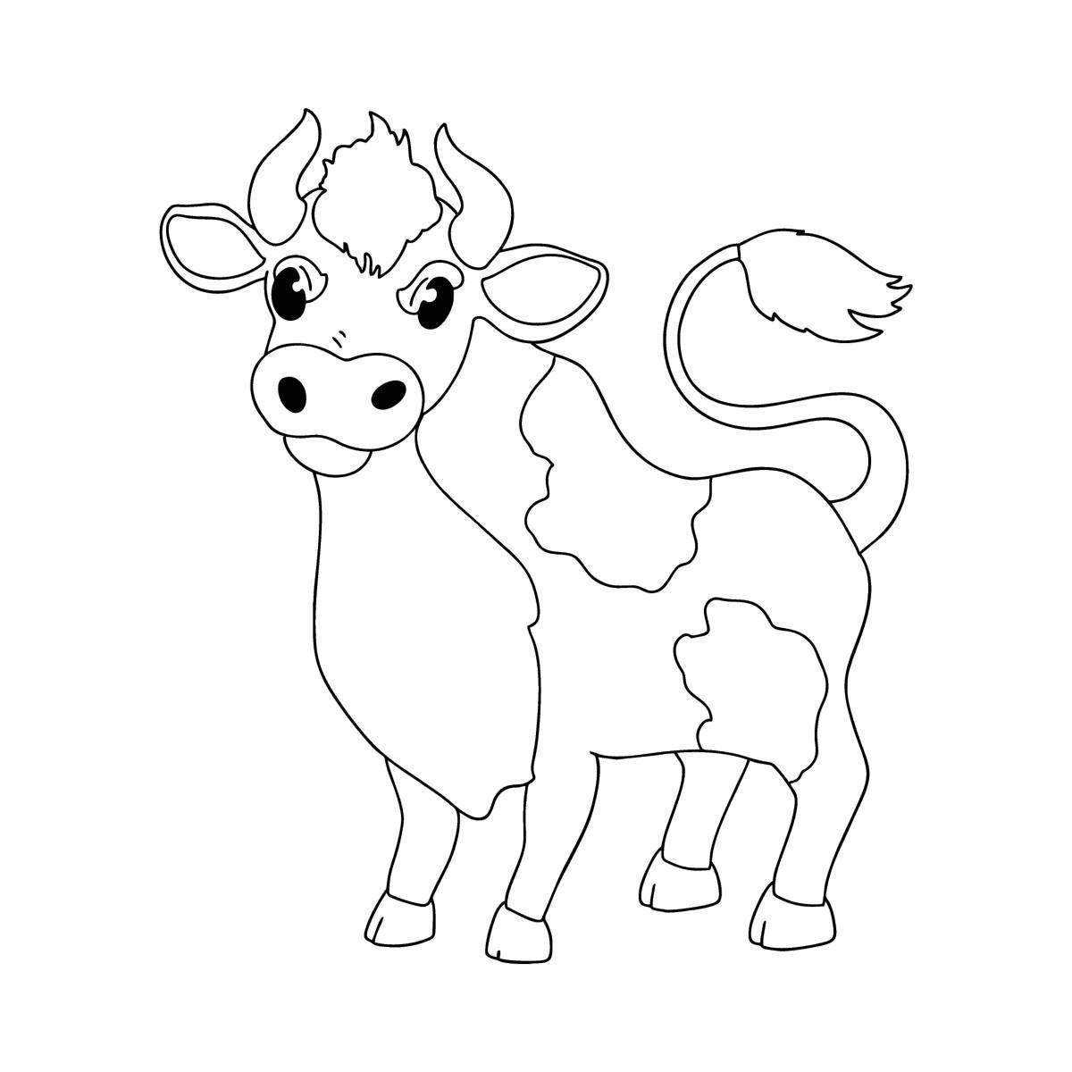 Fancy cow coloring book for 3-4 year olds