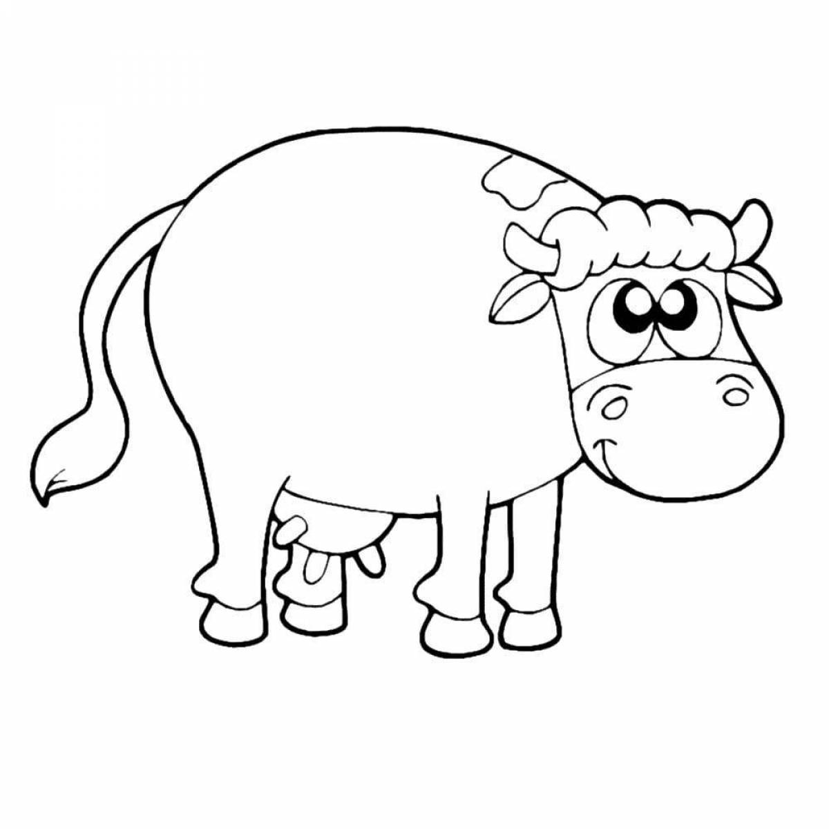 Adorable cow coloring page for 3-4 year olds