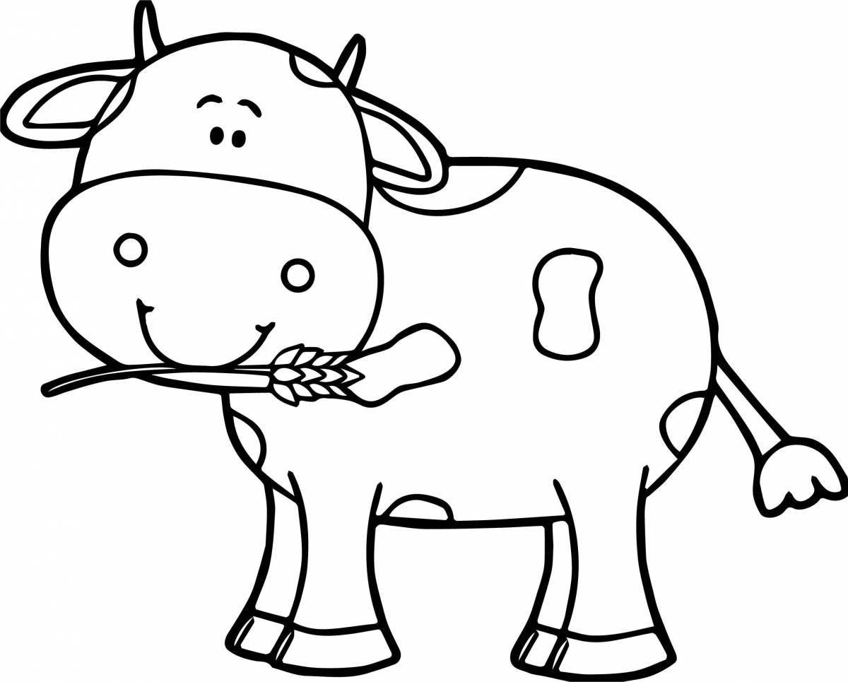 Раскраска славная корова для детей 3-4 лет