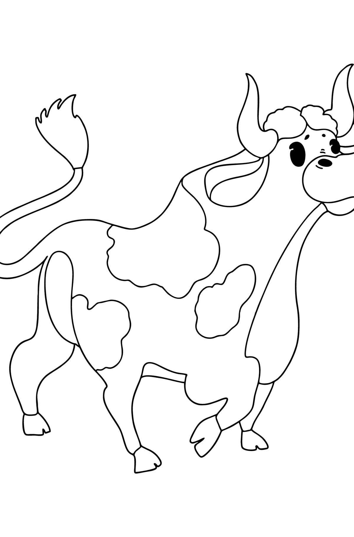 Funny cow coloring for 3-4 year olds