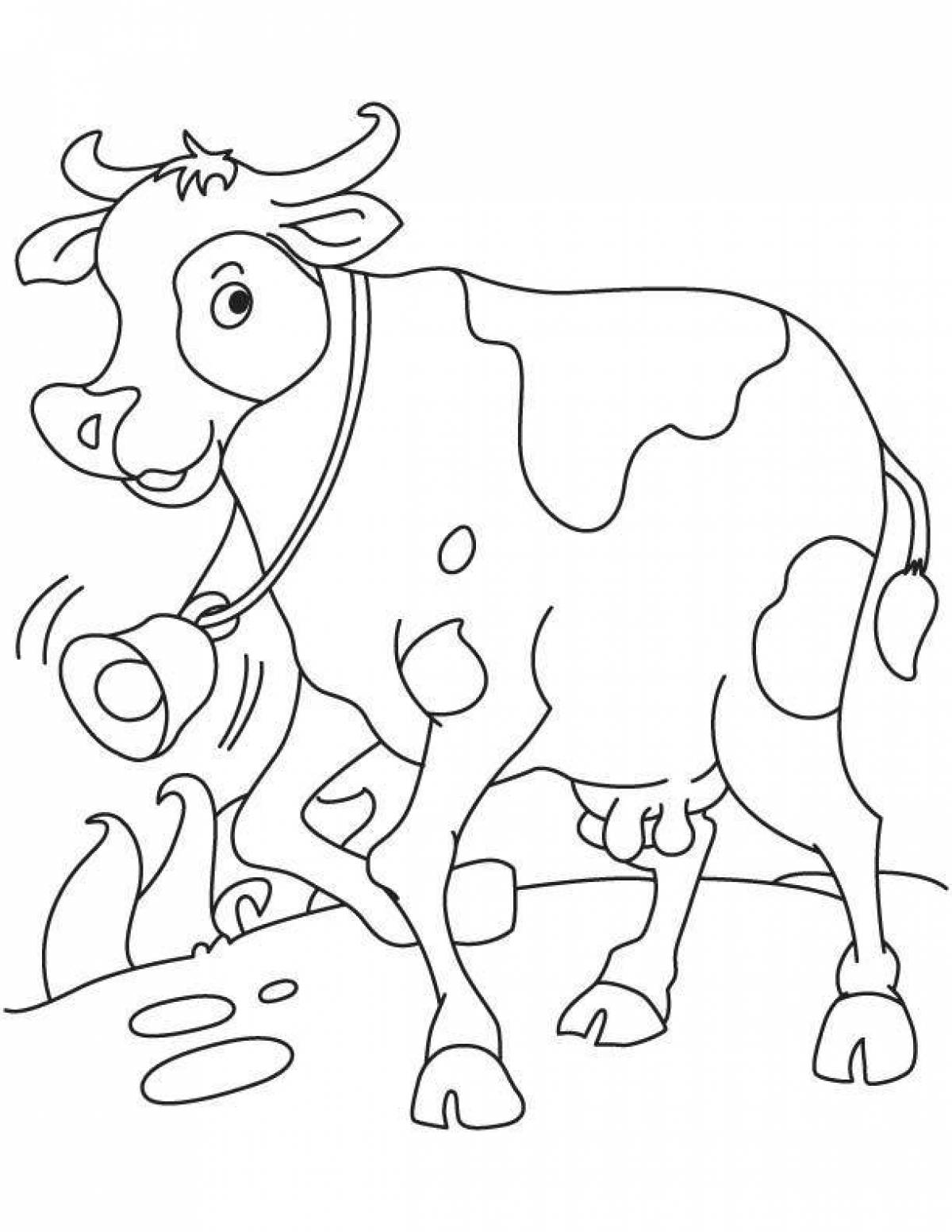 Раскраска «великолепная корова» для детей 3-4 лет