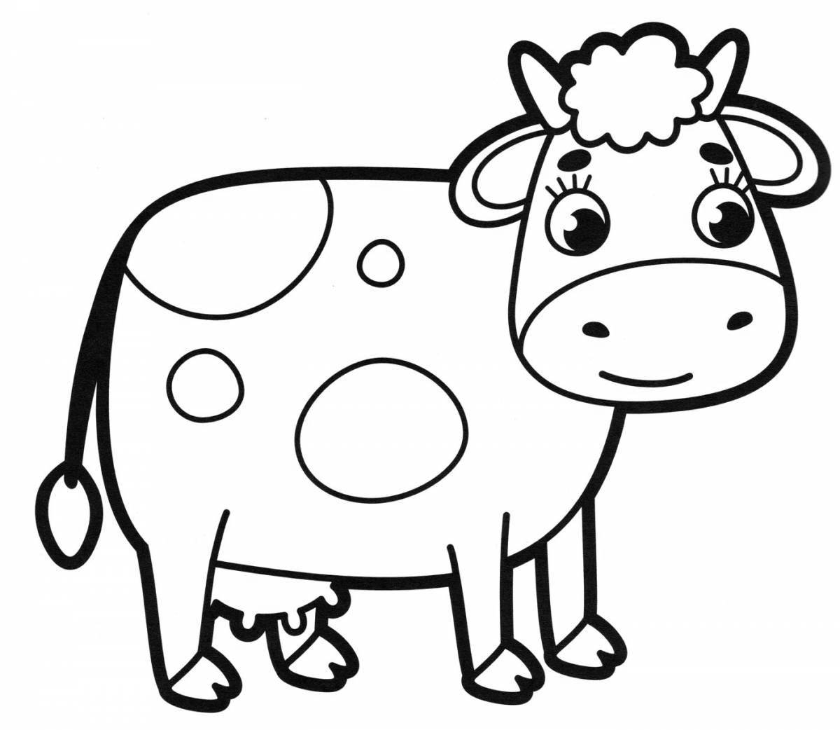 Блестящая корова-раскраска для детей 3-4 лет