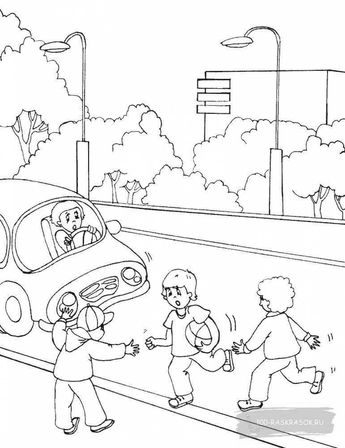 Фото Красочные правила дорожного движения раскраски для детей