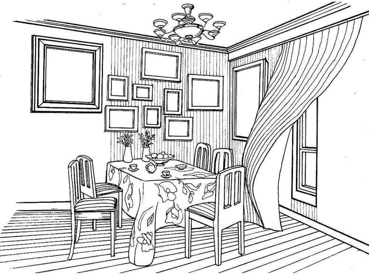 Live interior coloring page