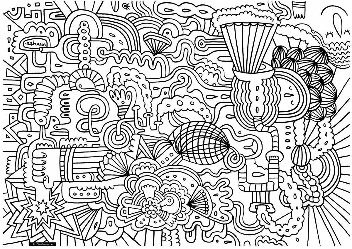 Colorful doodle coloring pages