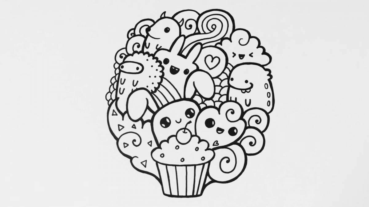 Playful doodle coloring pages