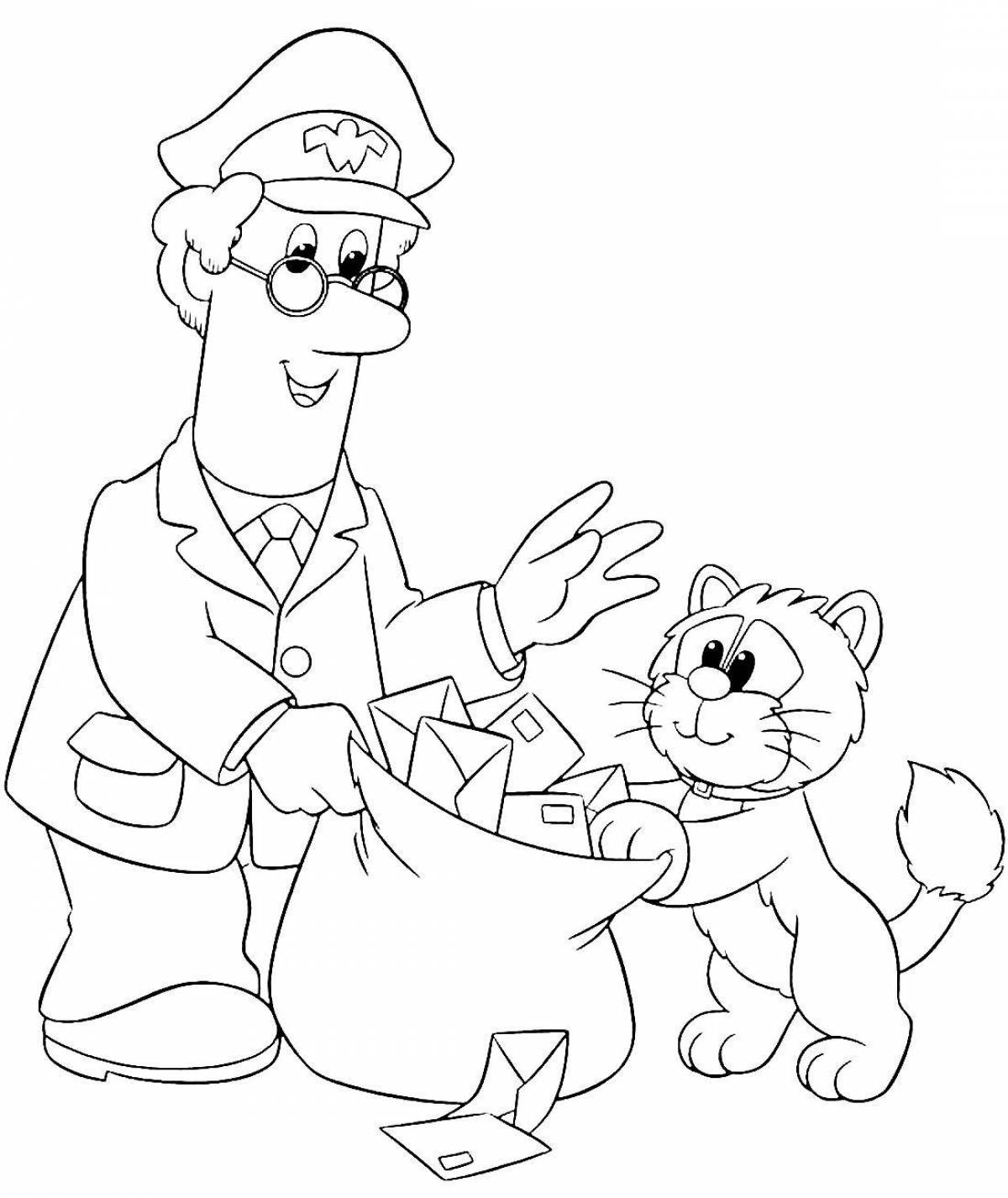 Colorful postman coloring page
