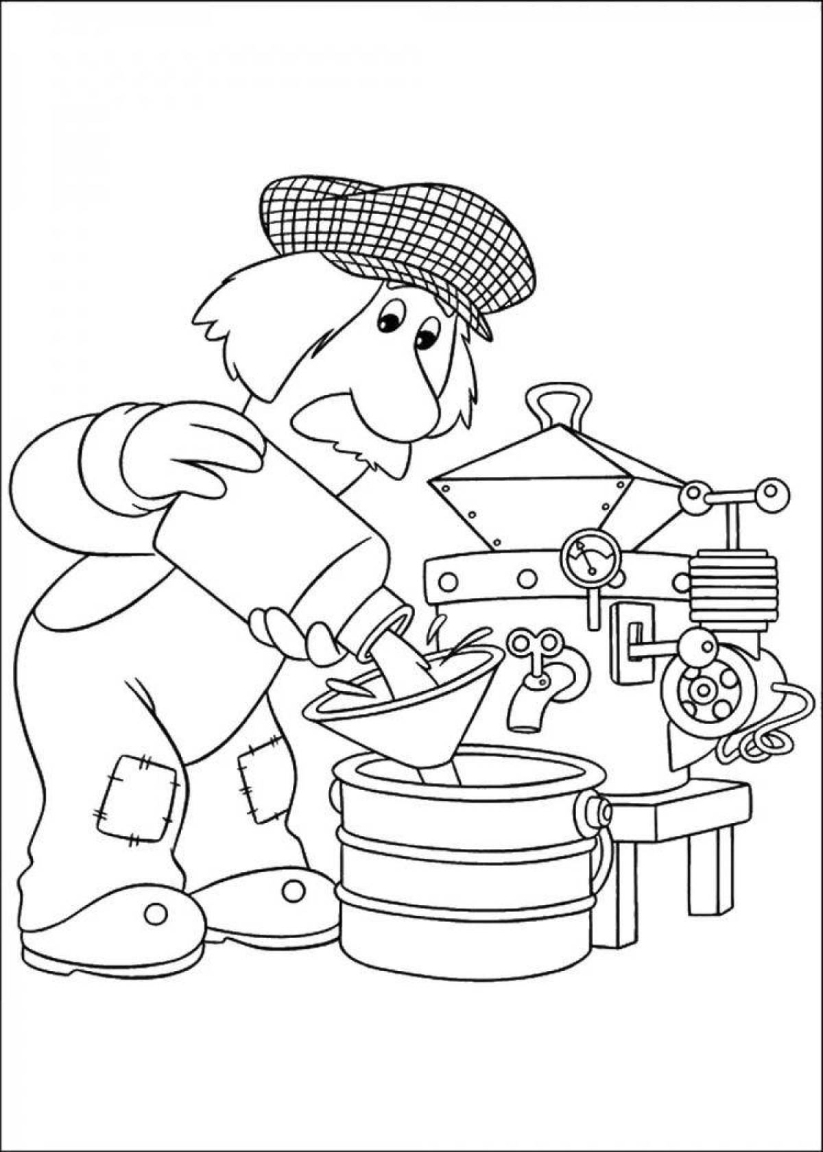 The postman's playful coloring page