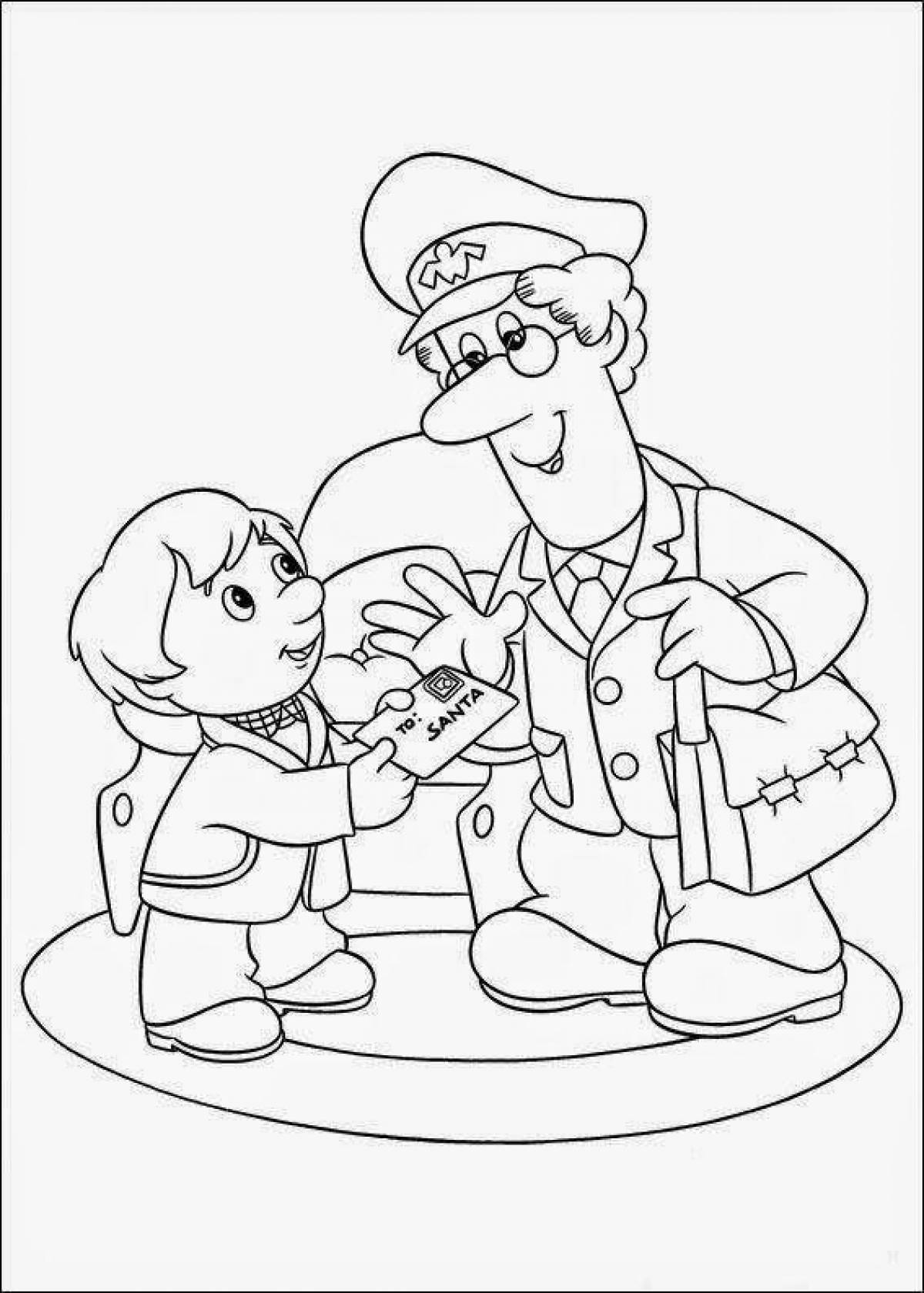 Holiday postman coloring page