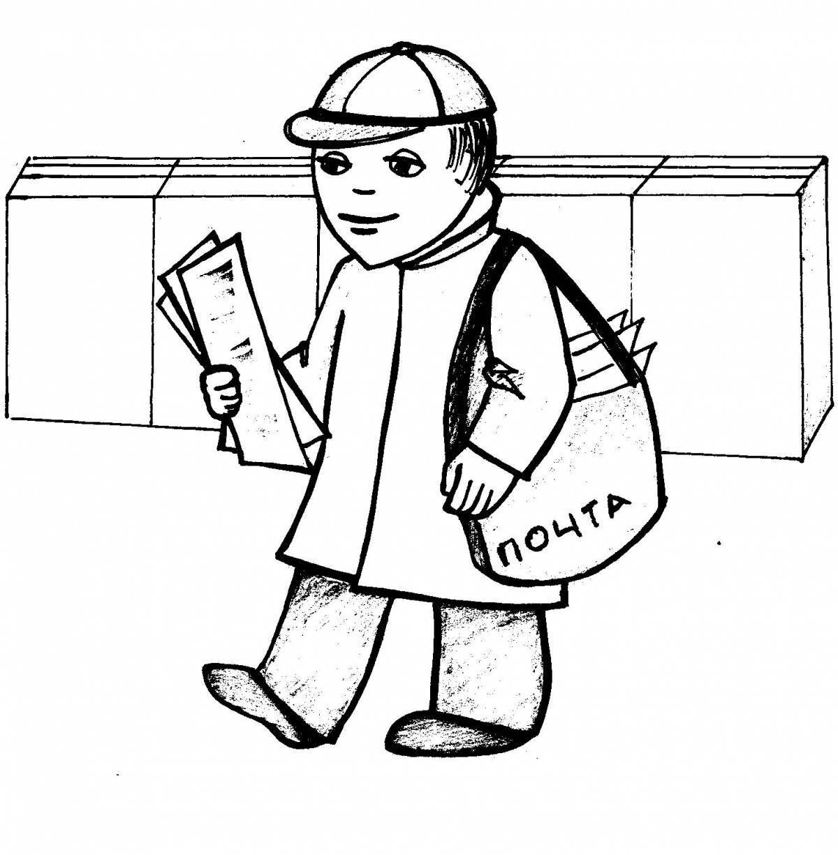 Adorable postman coloring page