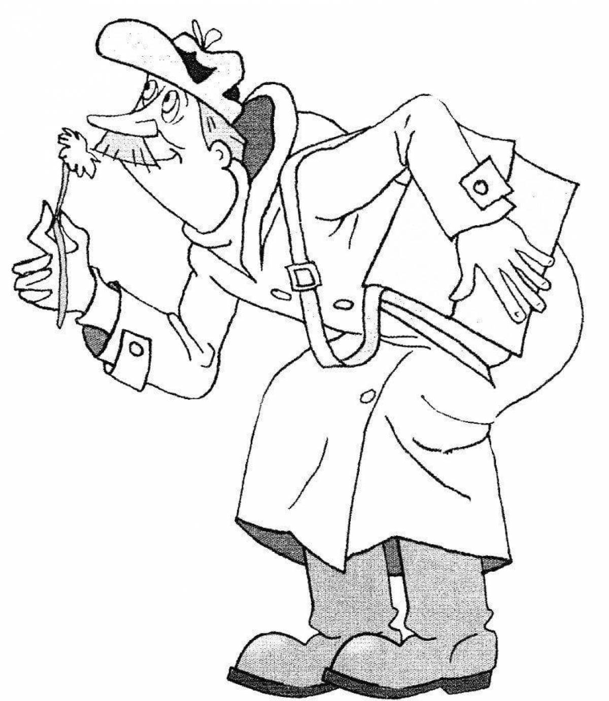 Fancy postman coloring page