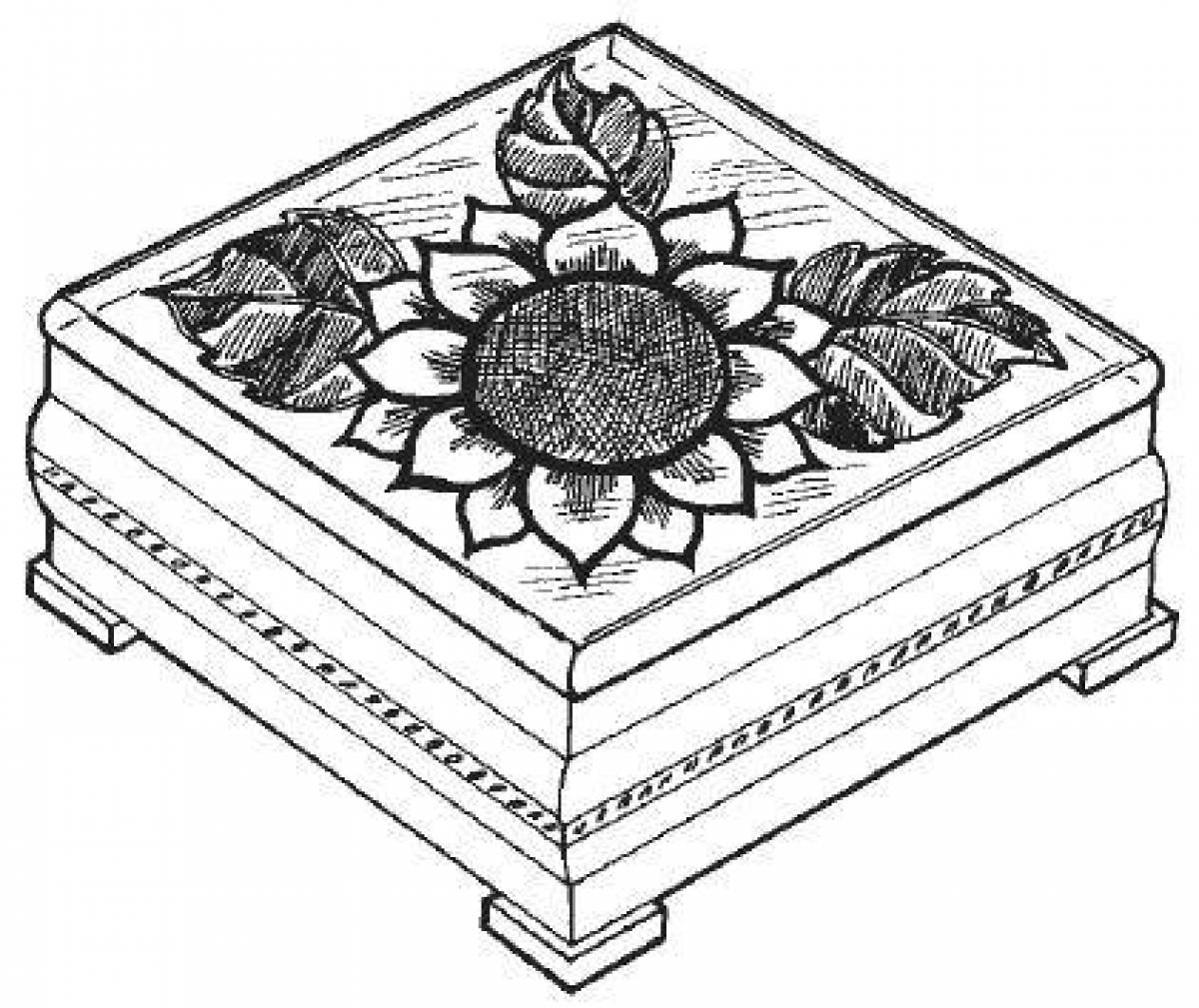 Рисунок на крышке стола. Эскиз шкатулки. Шкатулка для рисования. Шкатулка раскраска. Шкатулка с рисунком.