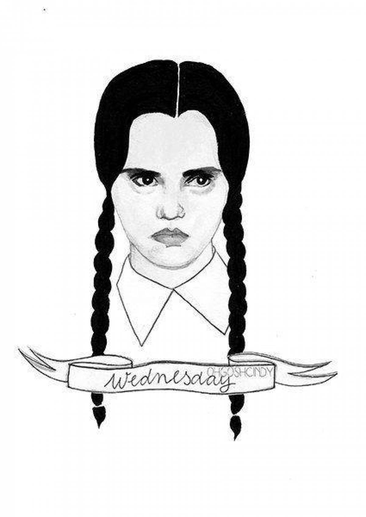 Как нарисовать wednesday addams