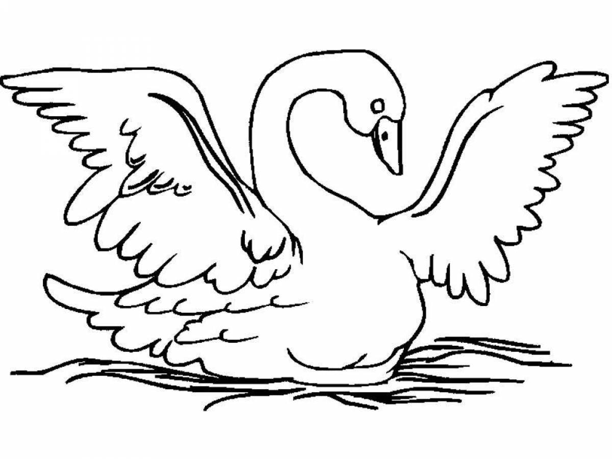 Лебедь рисунок раскраска