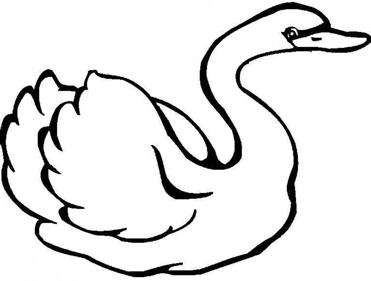 Лебедь раскраска для детей