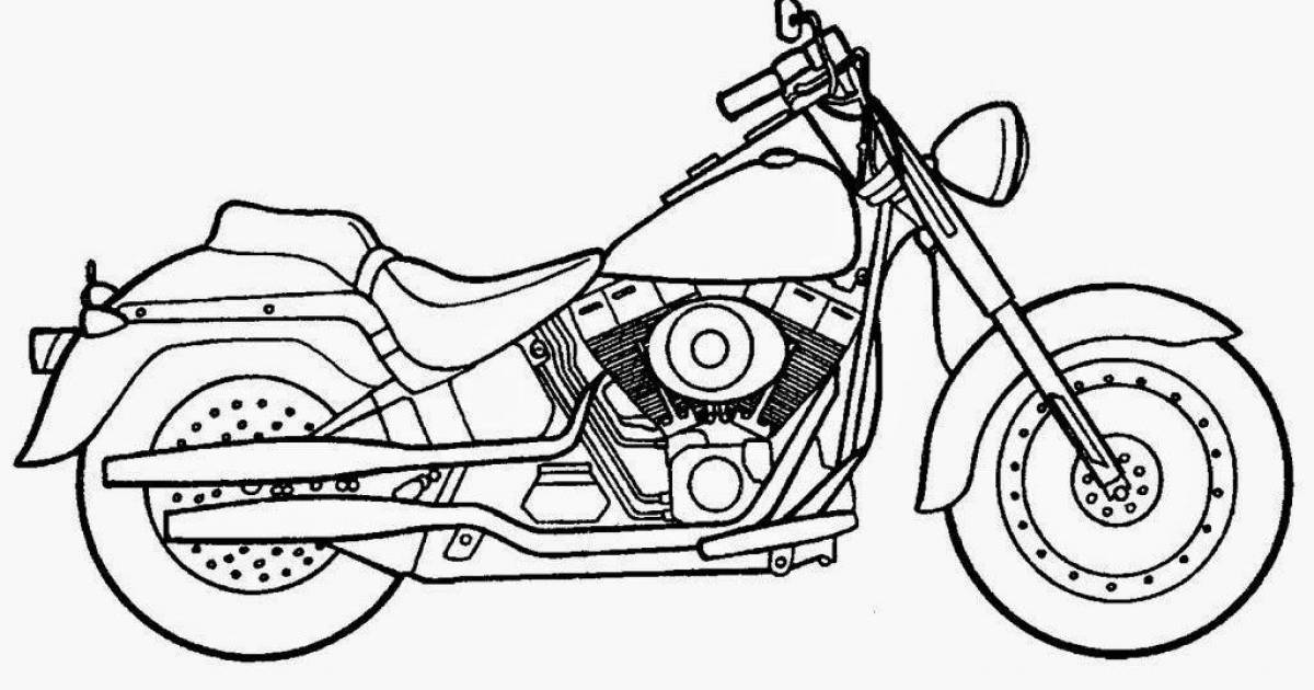 Картинка мотоцикл раскраска для детей