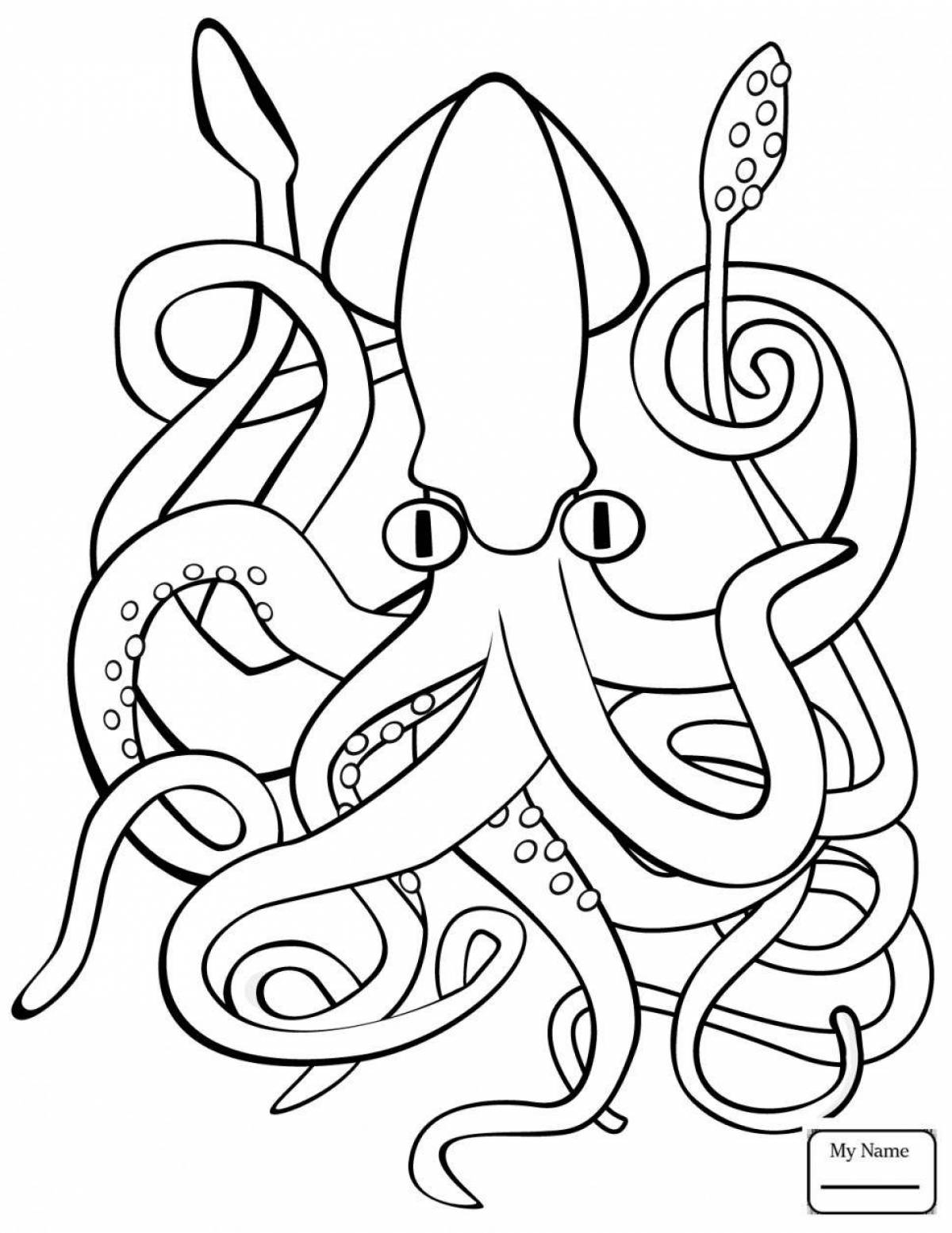 Charming squid coloring book
