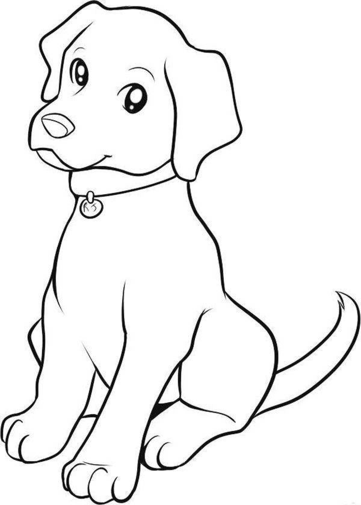 Coloring page of a sociable dog