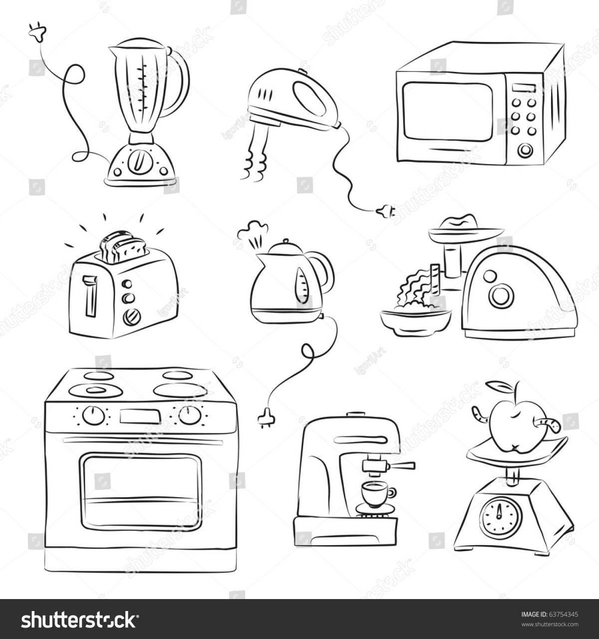 Bold appliances coloring page