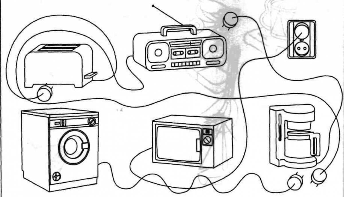 Coloring page attractive home appliances