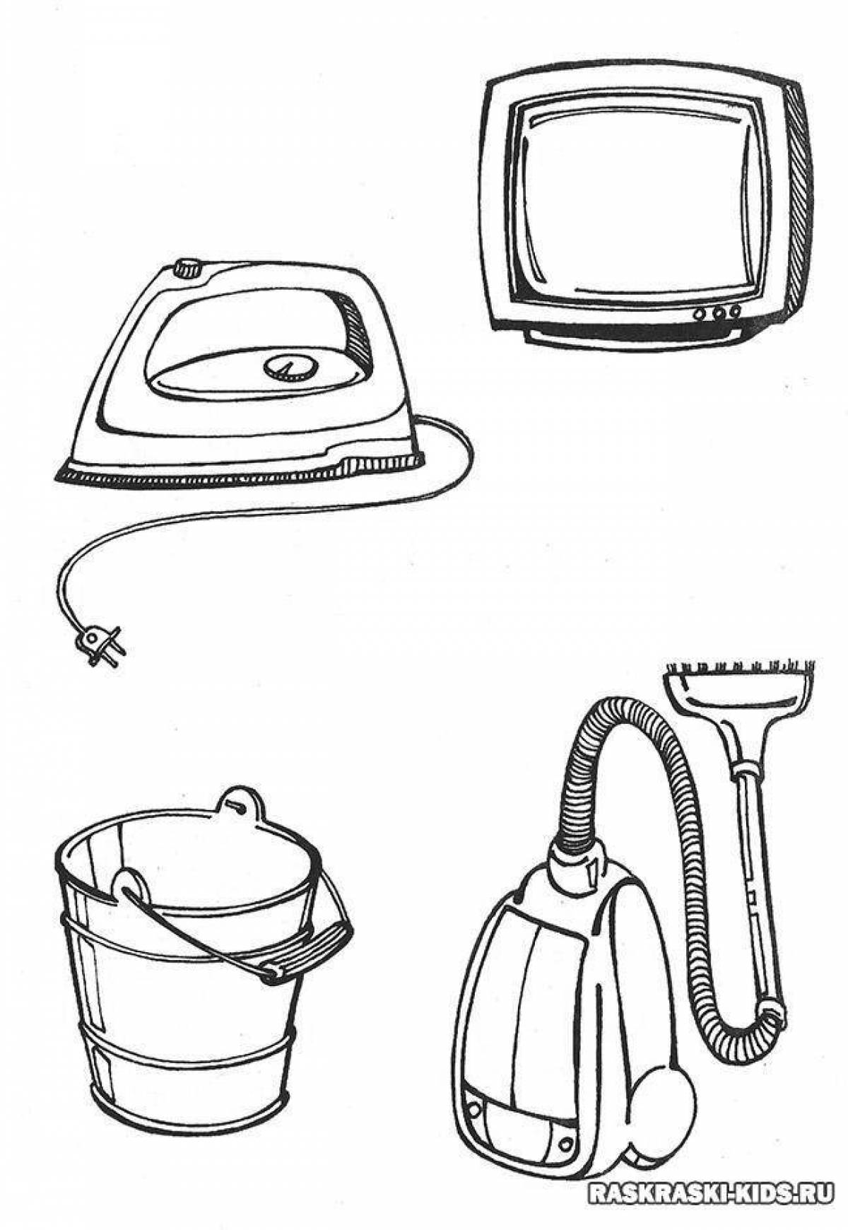 Coloring page tempting home appliances