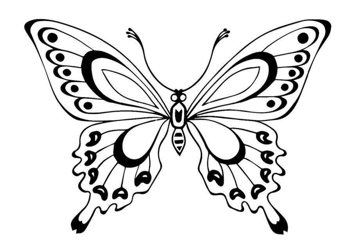 Яркая бабочка-раскраска