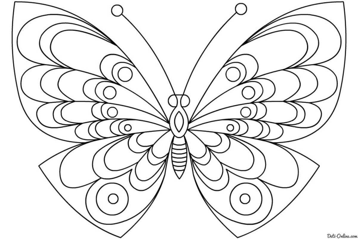 Игривая страница раскраски бабочки