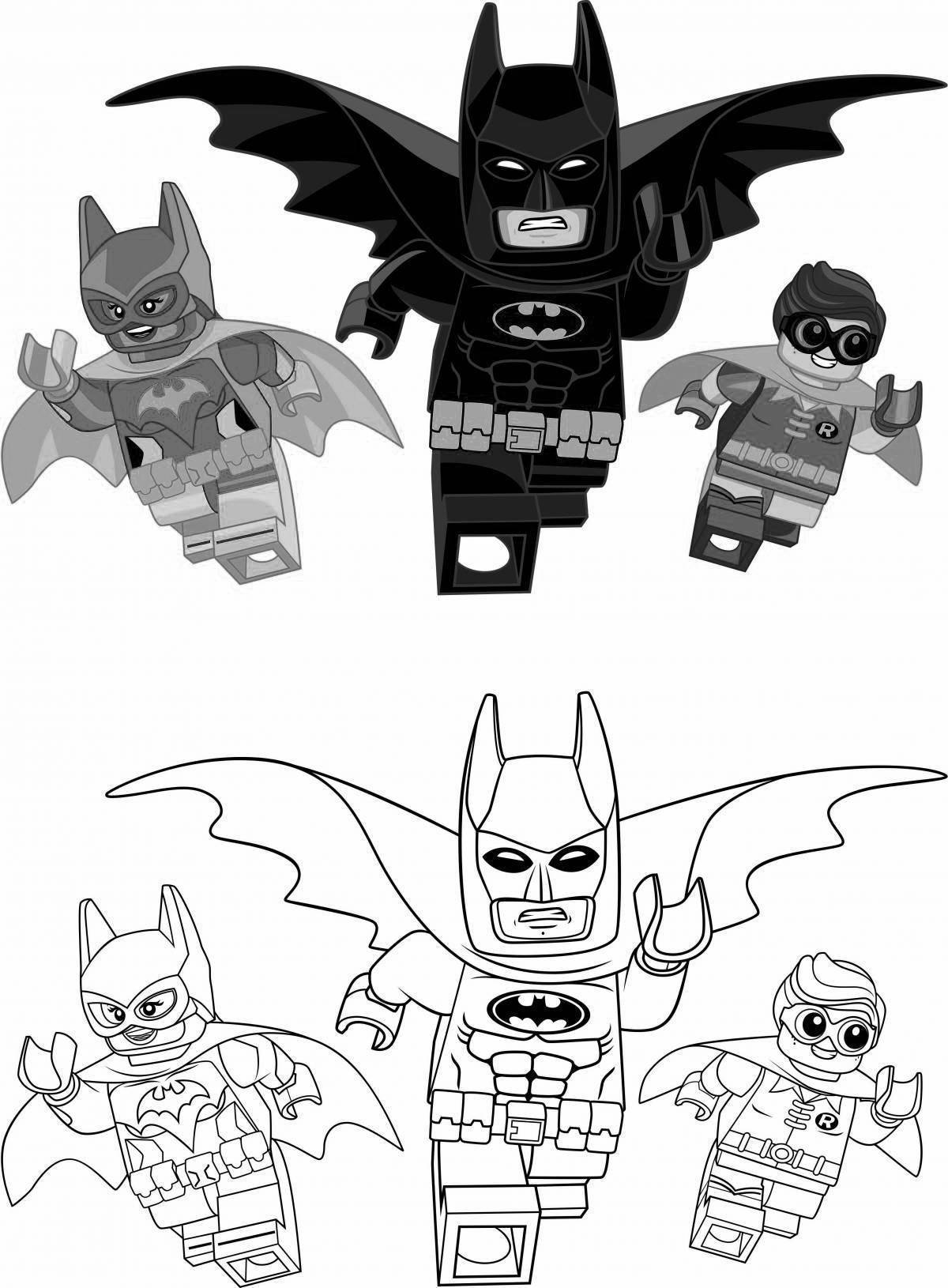Игривая страница раскраски lego batman