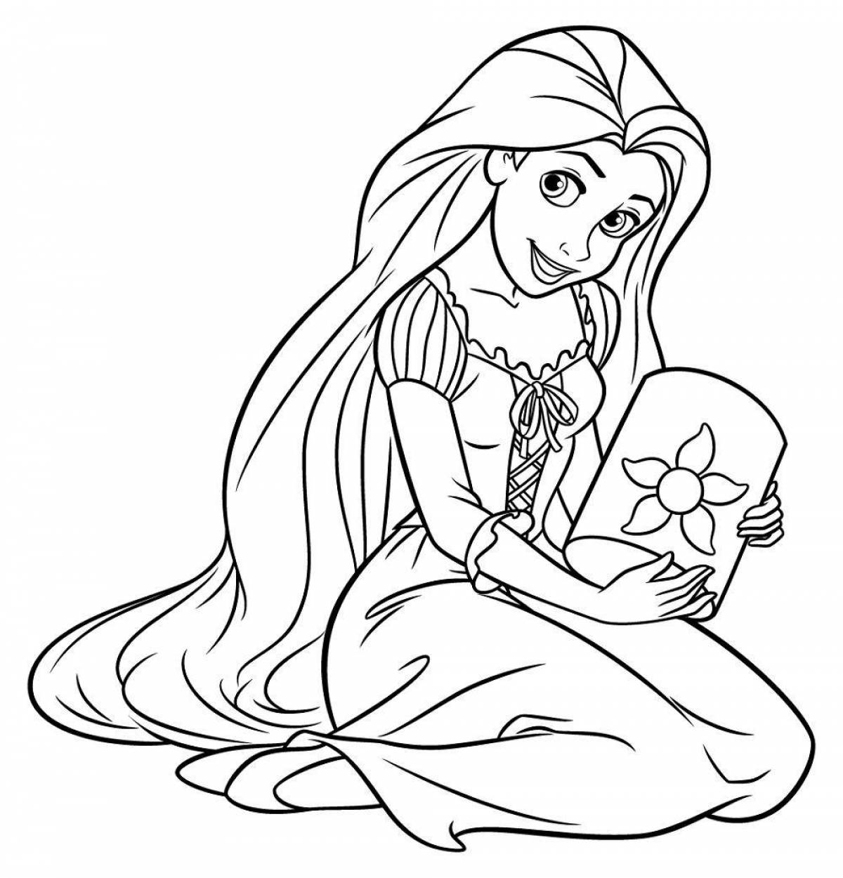 Elegant princess rapunzel coloring book