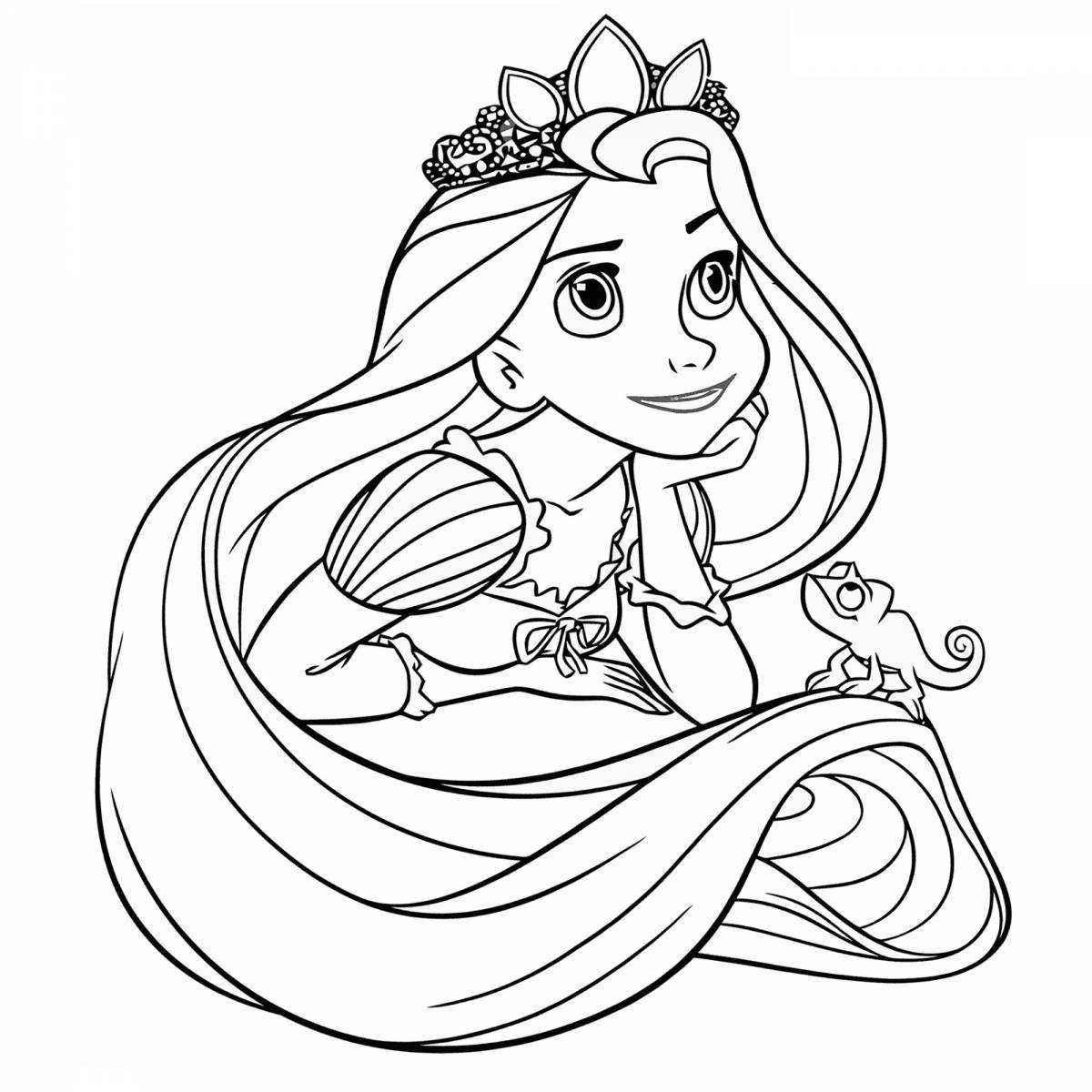 Веселая раскраска принцесса рапунцель