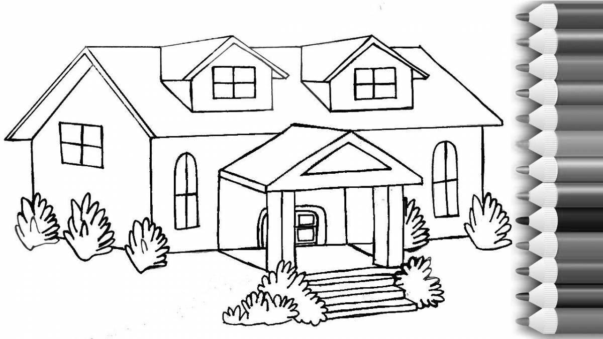 Holiday house coloring page