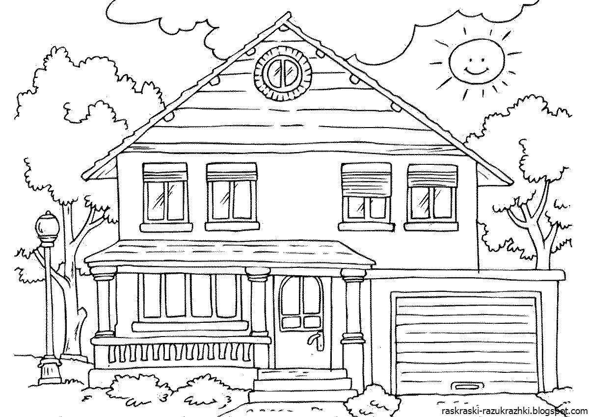 Crazy house coloring page