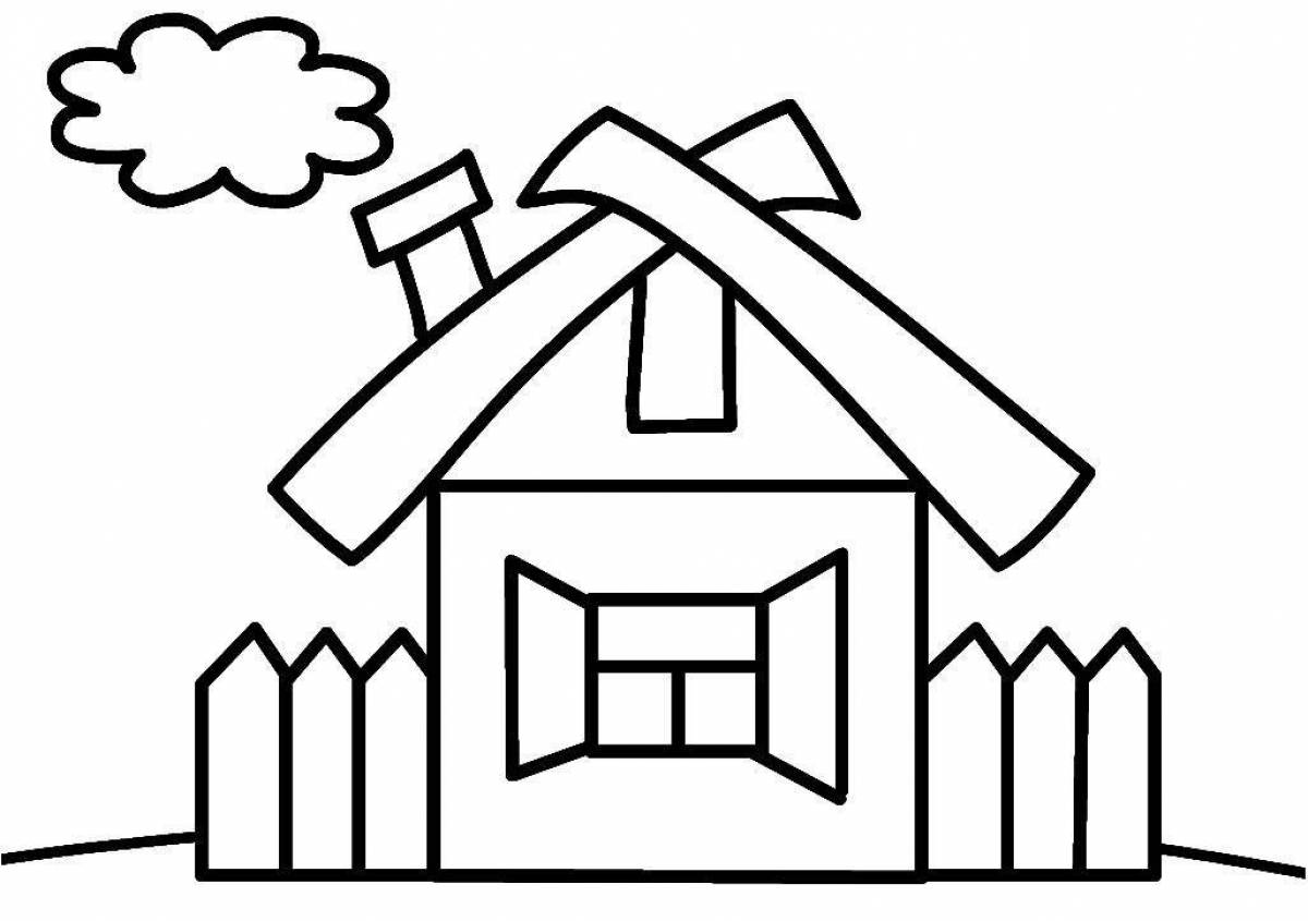 Coloured flaming house coloring page