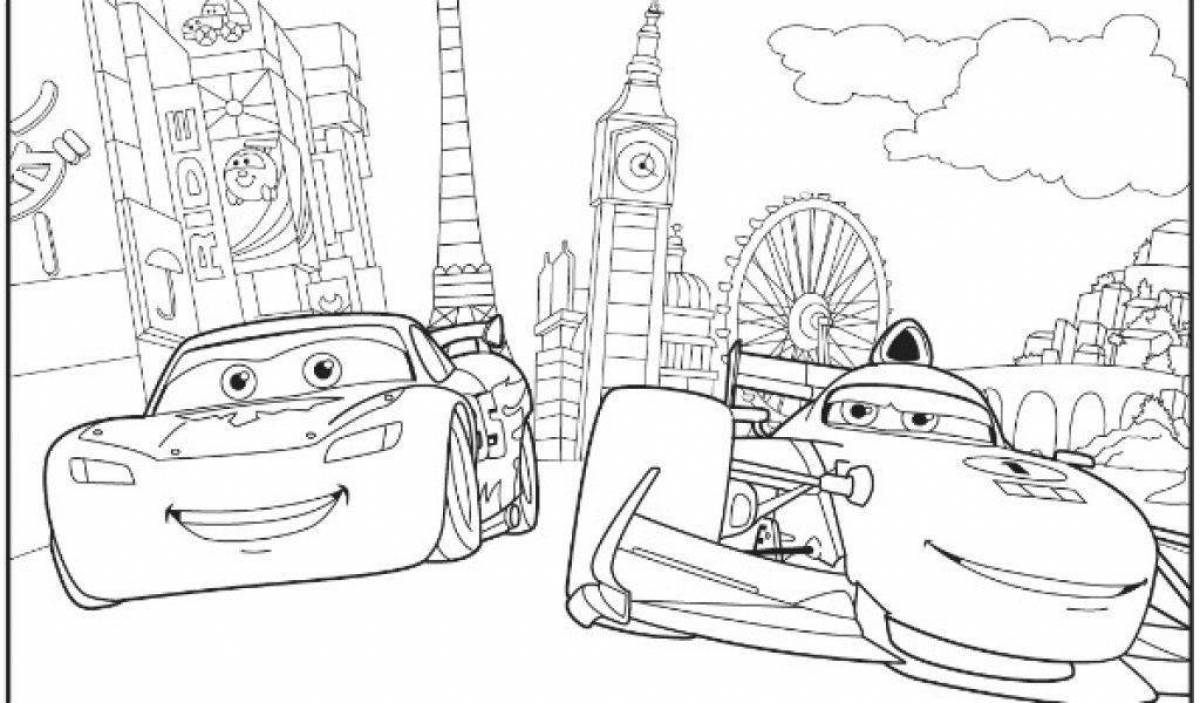 Coloring page funny cars makvin