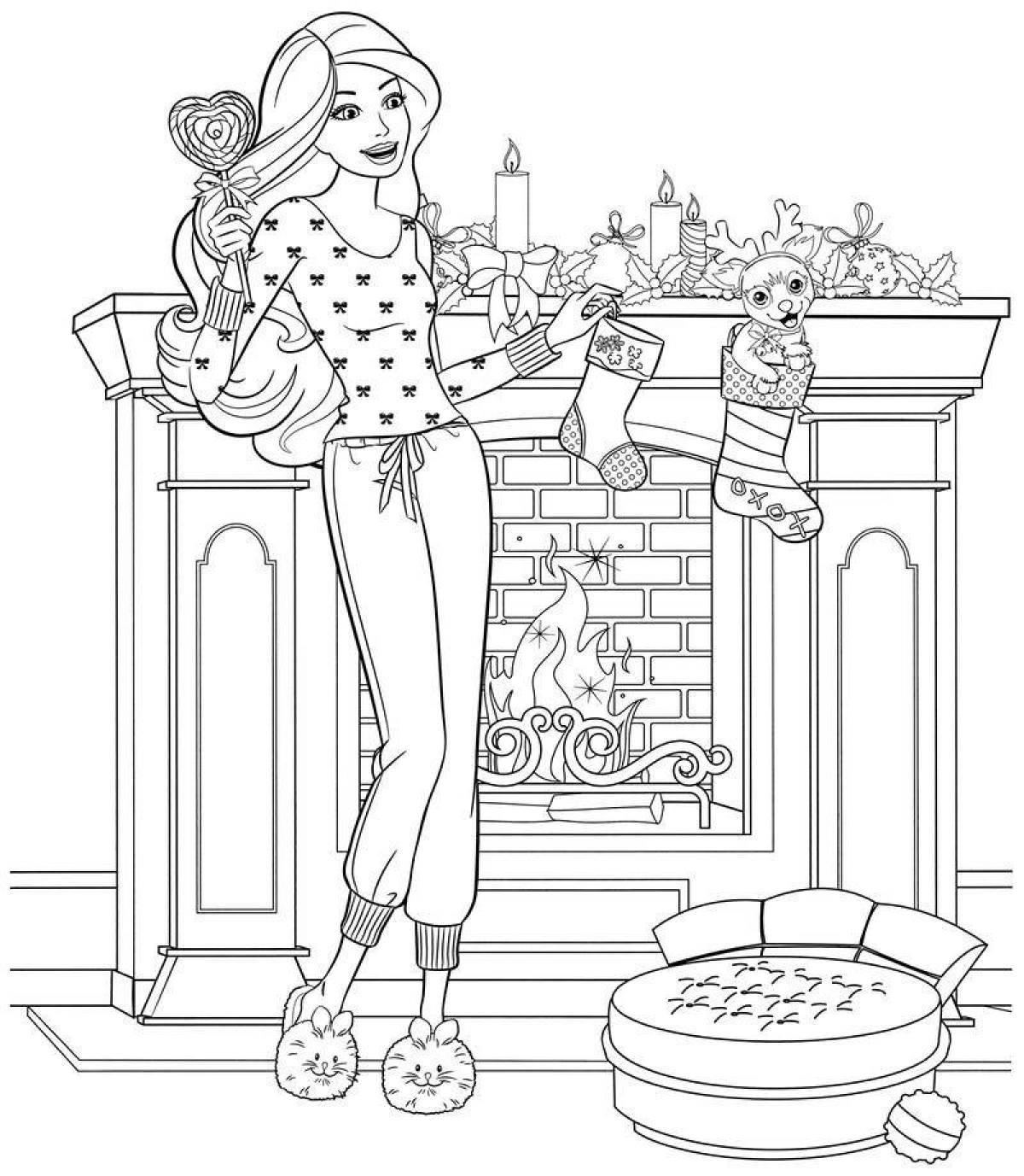 Exquisite barbie christmas coloring book