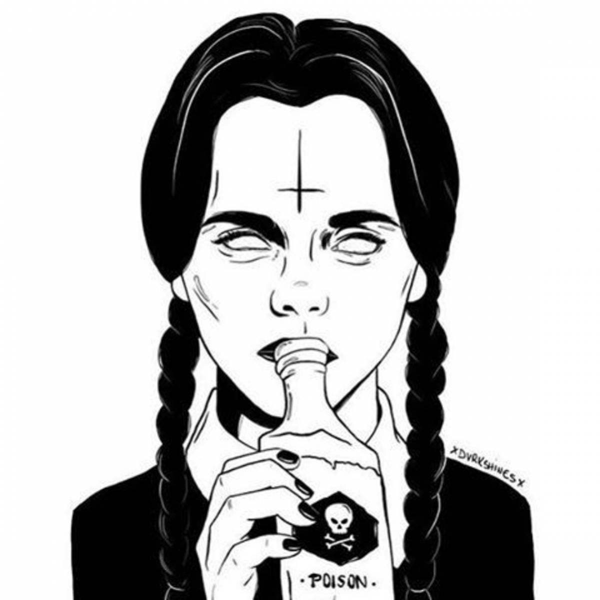 Glorious Wednesday addams coloring 2022