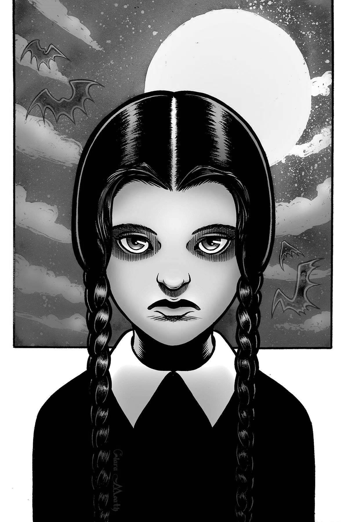 Radiant wednesday addams coloring page 2022